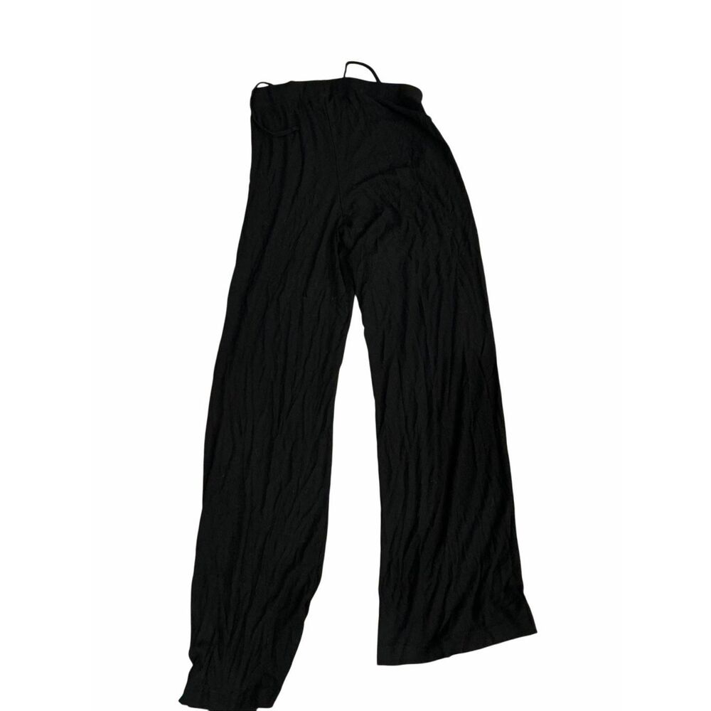 NWOT Skims Women's Size XS Black Wide Leg High Rise Crinkle Lounge Pants